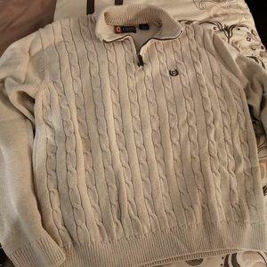 Chaps Men's Off White Sweater (with Zip collar)